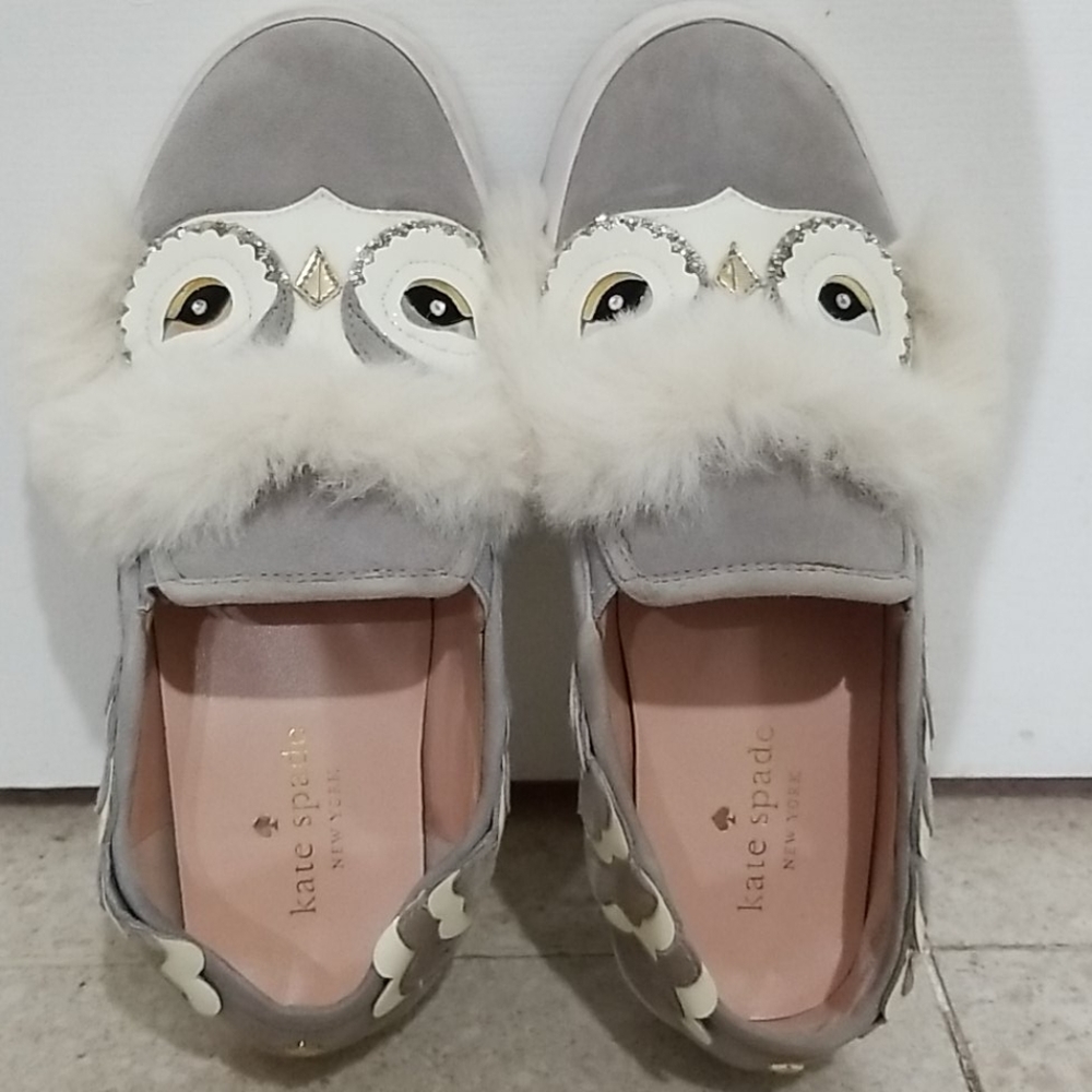 COPY - Kate Spade Grey Owl Slip On Sneakers